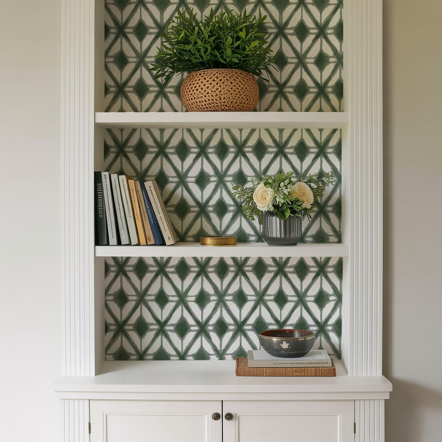 Veer Decor Shibori Geometric Green Peel and Stick Wallpaper Abstract Modern Green  Wallpaper - 8228-AJ3