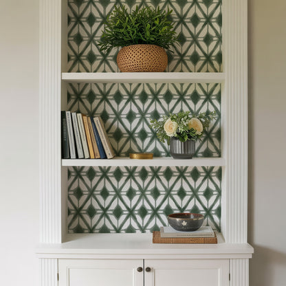 Veer Decor Shibori Geometric Green Peel and Stick Wallpaper Abstract Modern Green  Wallpaper - 8228-AJ3