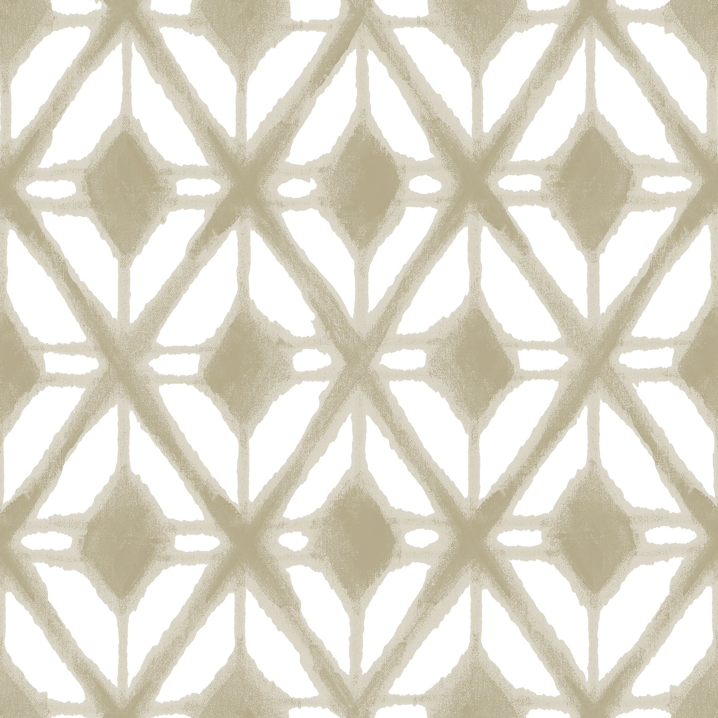 Beige taupe diamond lattice wallpaper pattern on ivory background, geometric wallcovering.