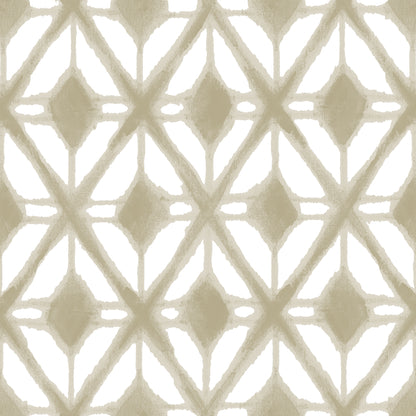 Beige taupe diamond lattice wallpaper pattern on ivory background, geometric wallcovering.