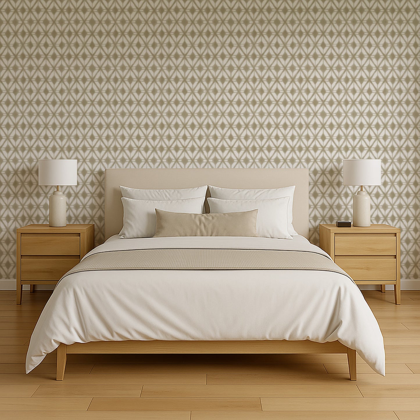 Taupe Shibori geometric designer wallpaper with a modern, sophisticated pattern, perfect for accent walls, contemporary interiors, and upscale home décor.