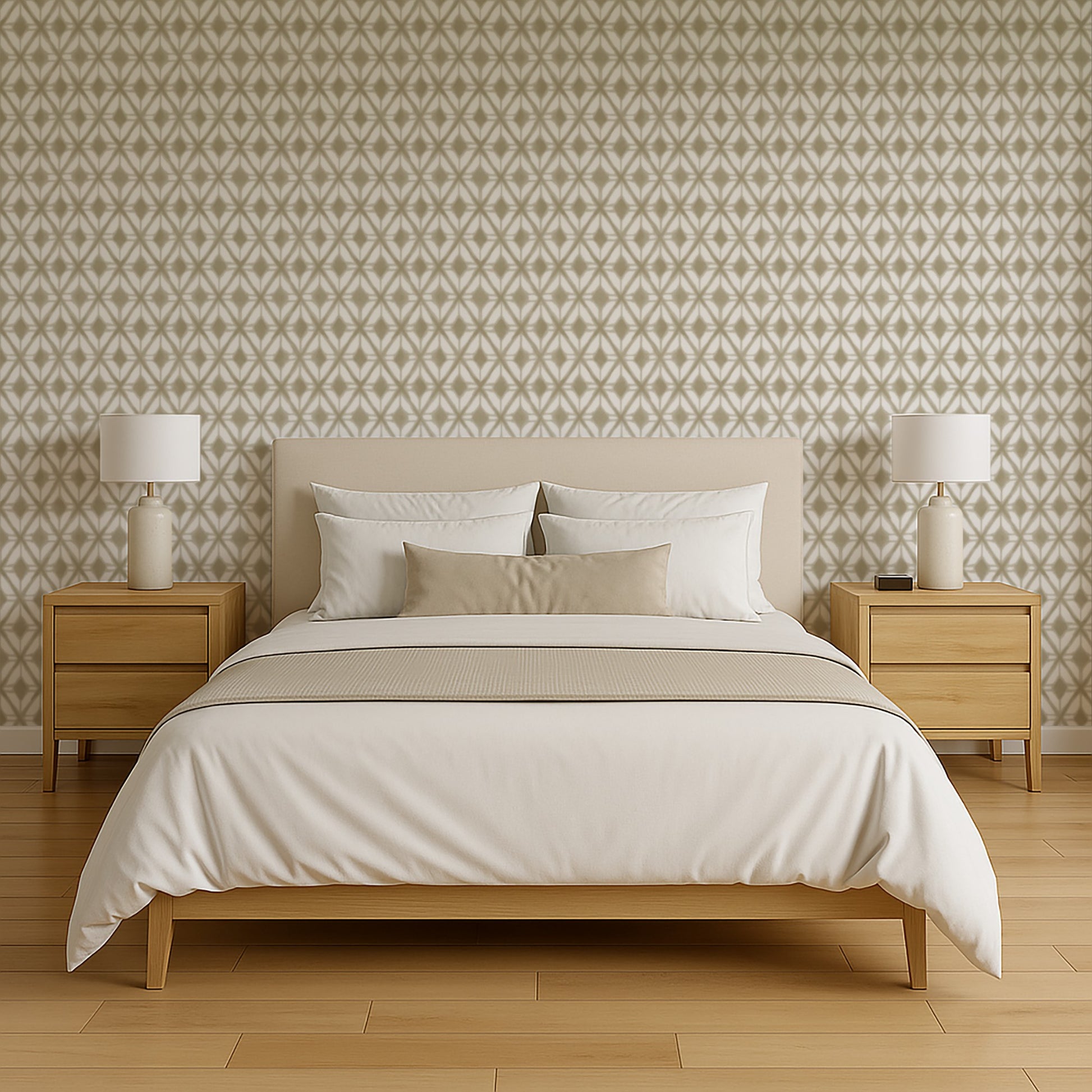 Taupe Shibori geometric designer wallpaper with a modern, sophisticated pattern, perfect for accent walls, contemporary interiors, and upscale home décor.