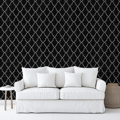 Veer Decor Medina Trellis Black Peel and Stick Wallpaper Abstract Modern Black  Wallpaper - 8228-AO1