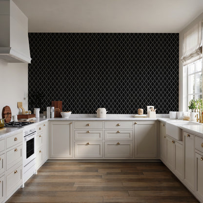 Veer Decor Medina Trellis Black Peel and Stick Wallpaper Abstract Modern Black  Wallpaper - 8228-AO1