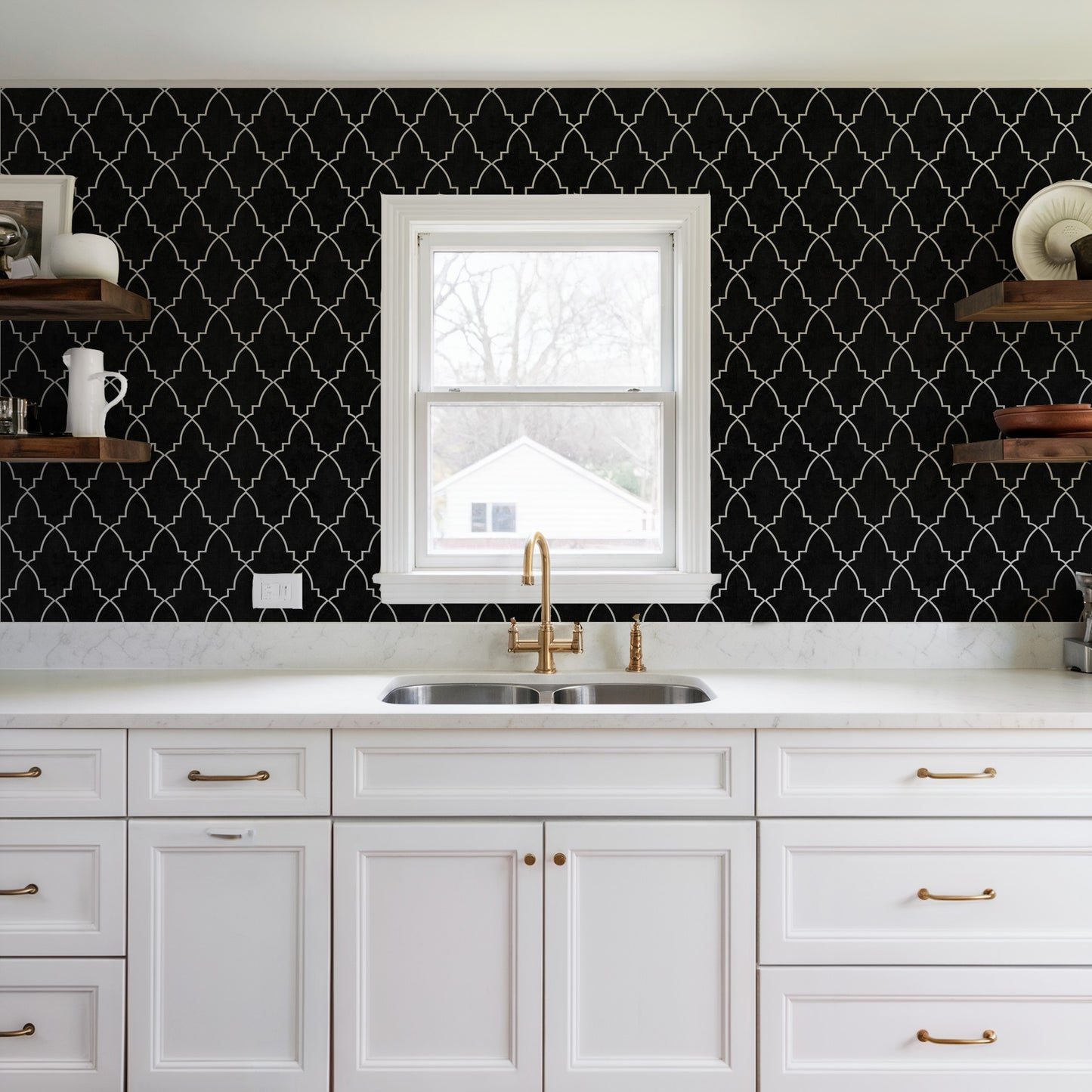 Veer Decor Medina Trellis Black Peel and Stick Wallpaper Abstract Modern Black  Wallpaper - 8228-AO1