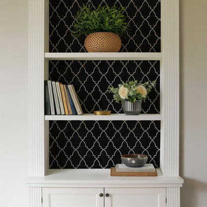 Veer Decor Medina Trellis Black Peel and Stick Wallpaper Abstract Modern Black  Wallpaper - 8228-AO1