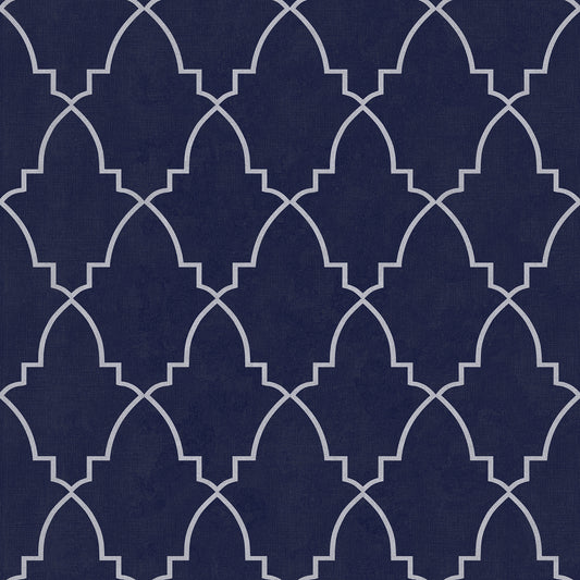 Veer Decor Medina Trellis Navy Peel and Stick Wallpaper Abstract Modern Navy  Wallpaper - 8228-AO2