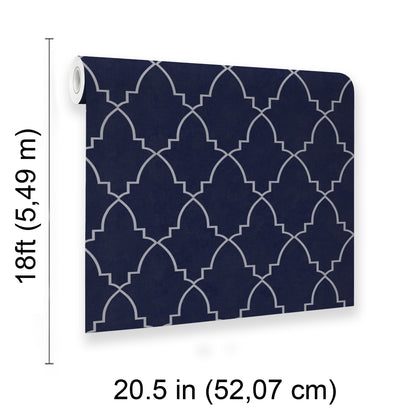 Veer Decor Medina Trellis Navy Peel and Stick Wallpaper Abstract Modern Navy  Wallpaper - 8228-AO2