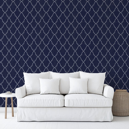 Veer Decor Medina Trellis Navy Peel and Stick Wallpaper Abstract Modern Navy  Wallpaper - 8228-AO2