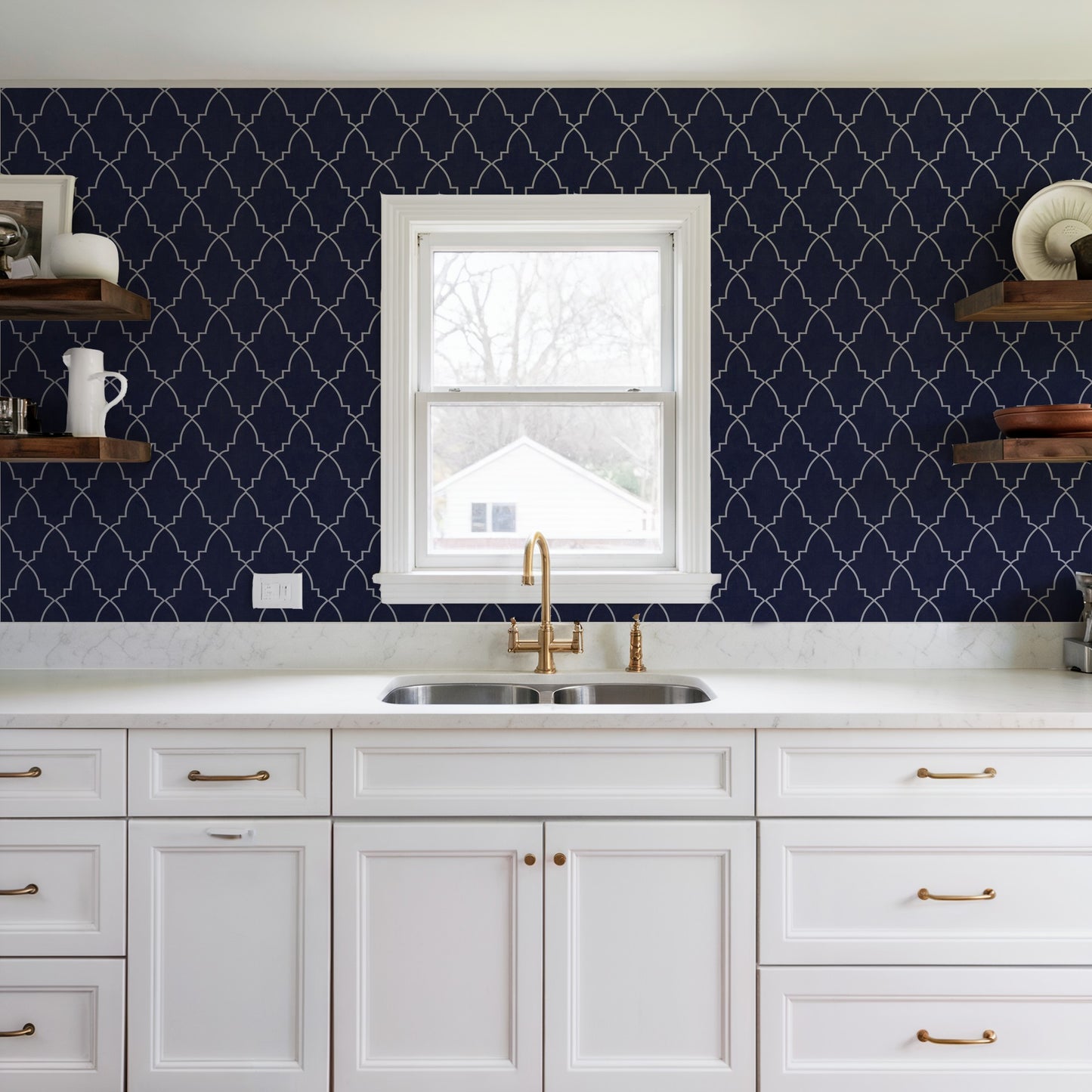 Veer Decor Medina Trellis Navy Peel and Stick Wallpaper Abstract Modern Navy  Wallpaper - 8228-AO2