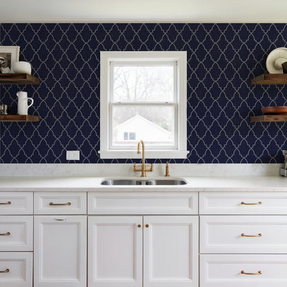 Veer Decor Medina Trellis Navy Peel and Stick Wallpaper Abstract Modern Navy  Wallpaper - 8228-AO2