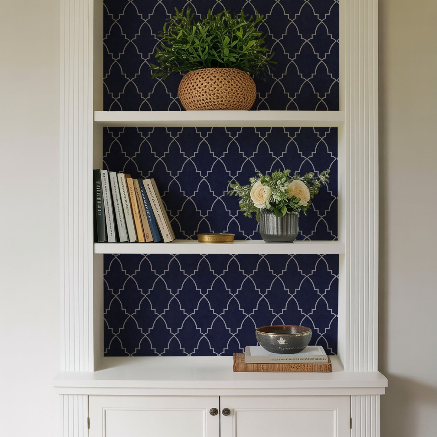 Veer Decor Medina Trellis Navy Peel and Stick Wallpaper Abstract Modern Navy  Wallpaper - 8228-AO2