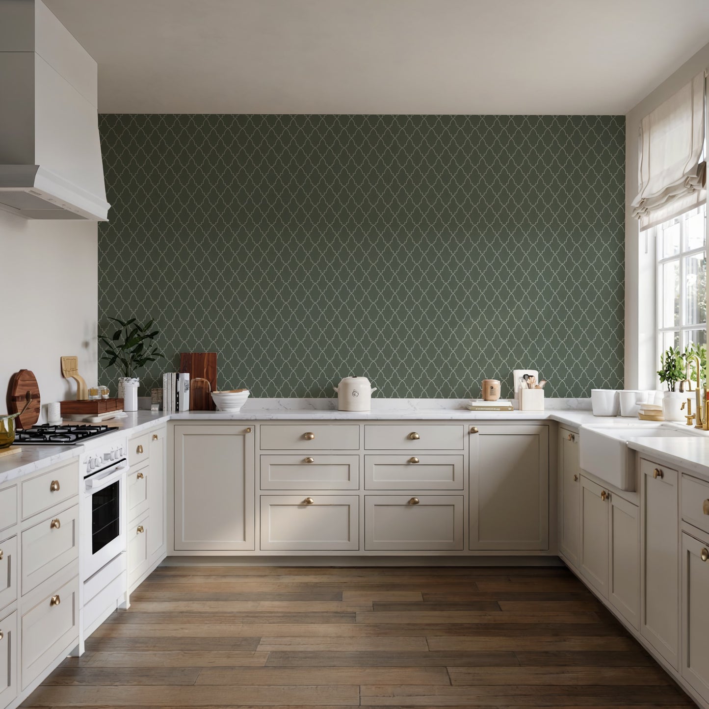 Veer Decor Medina Trellis Green Peel and Stick Wallpaper Abstract Modern Green  Wallpaper - 8228-AO3