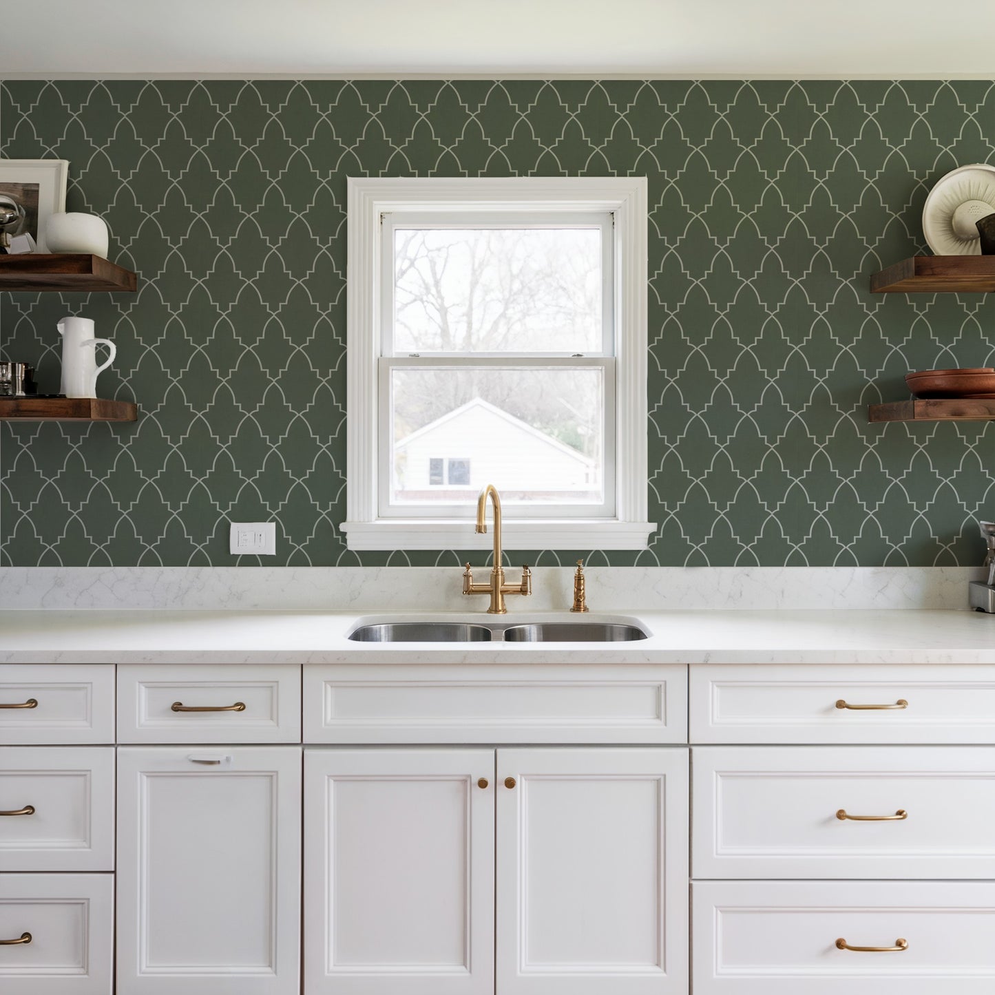 Veer Decor Medina Trellis Green Peel and Stick Wallpaper Abstract Modern Green  Wallpaper - 8228-AO3