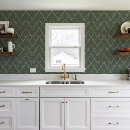 Veer Decor Medina Trellis Green Peel and Stick Wallpaper Abstract Modern Green  Wallpaper - 8228-AO3