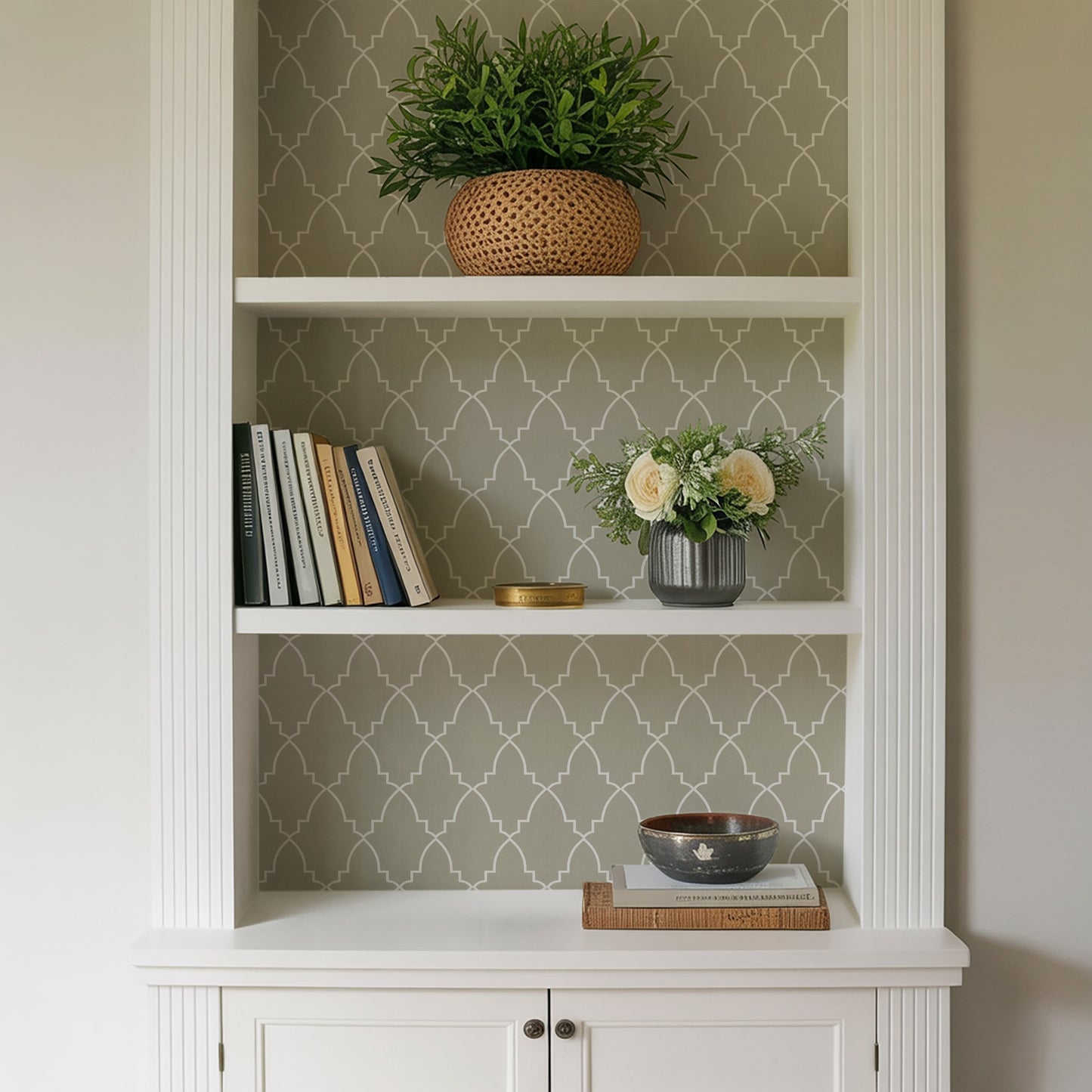 Veer Decor Medina Trellis Taupe Peel and Stick Wallpaper Abstract Modern Taupe  Wallpaper - 8228-AO4