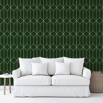 Veer Decor Diamond Trellis Green Peel and Stick Wallpaper Abstract Modern Green  Wallpaper - 8228-AP1