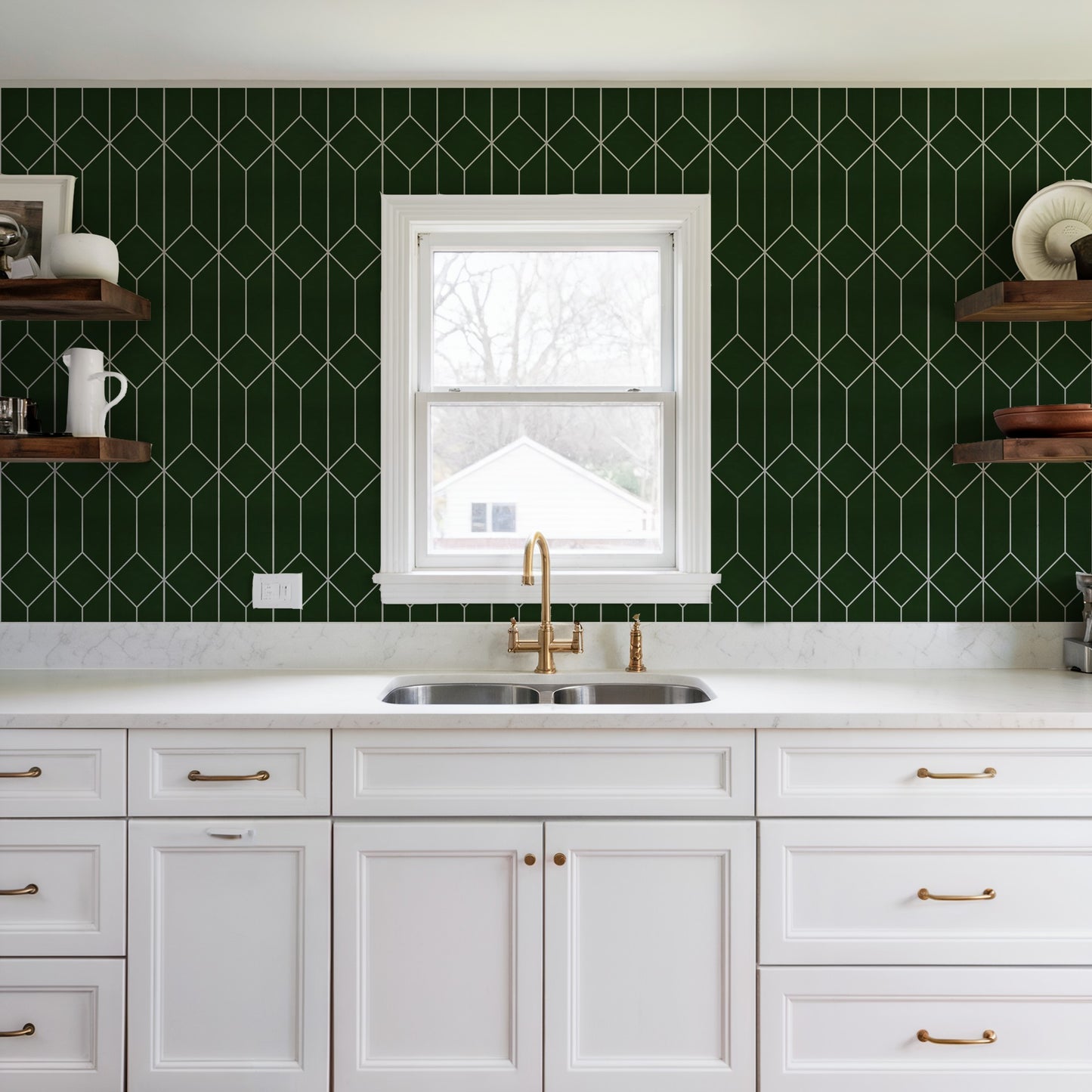 Veer Decor Diamond Trellis Green Peel and Stick Wallpaper Abstract Modern Green  Wallpaper - 8228-AP1