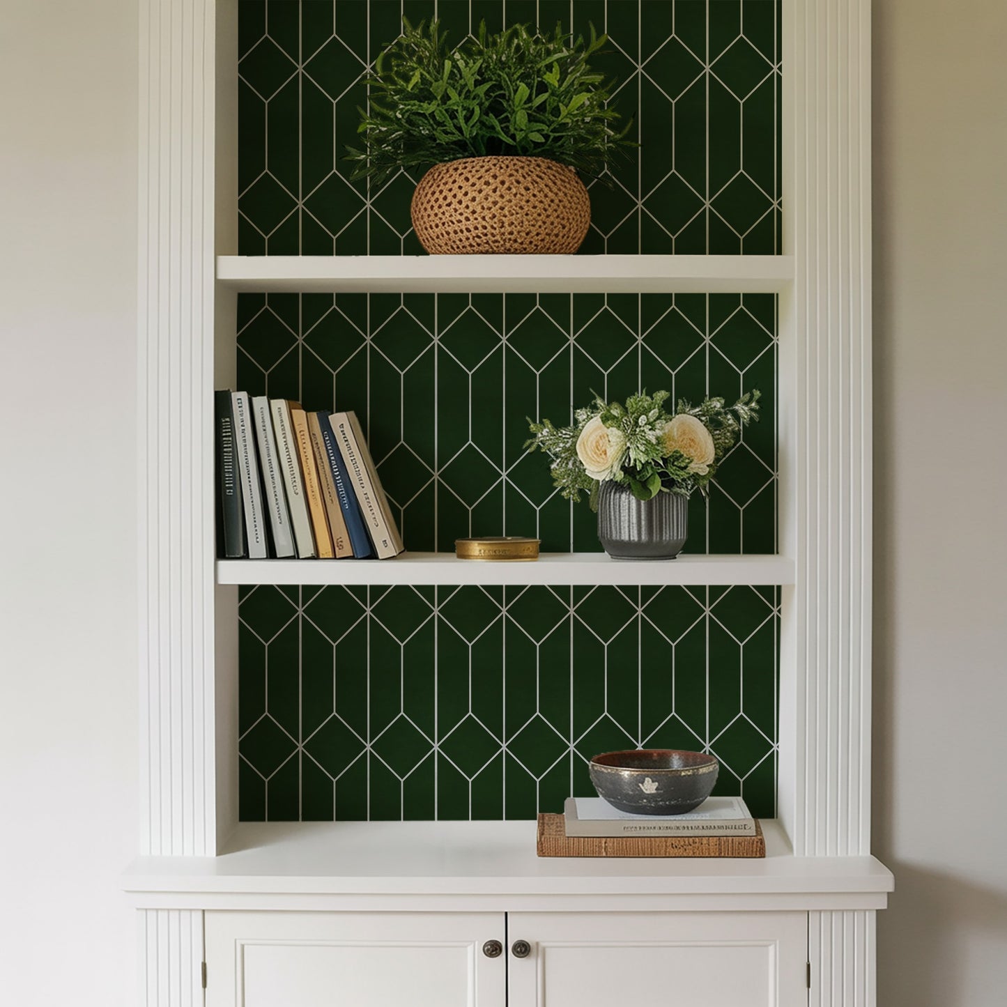 Veer Decor Diamond Trellis Green Peel and Stick Wallpaper Abstract Modern Green  Wallpaper - 8228-AP1