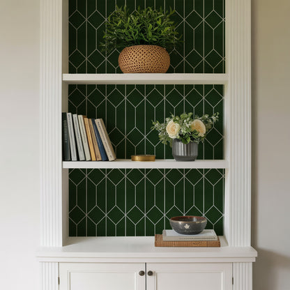 Veer Decor Diamond Trellis Green Peel and Stick Wallpaper Abstract Modern Green  Wallpaper - 8228-AP1