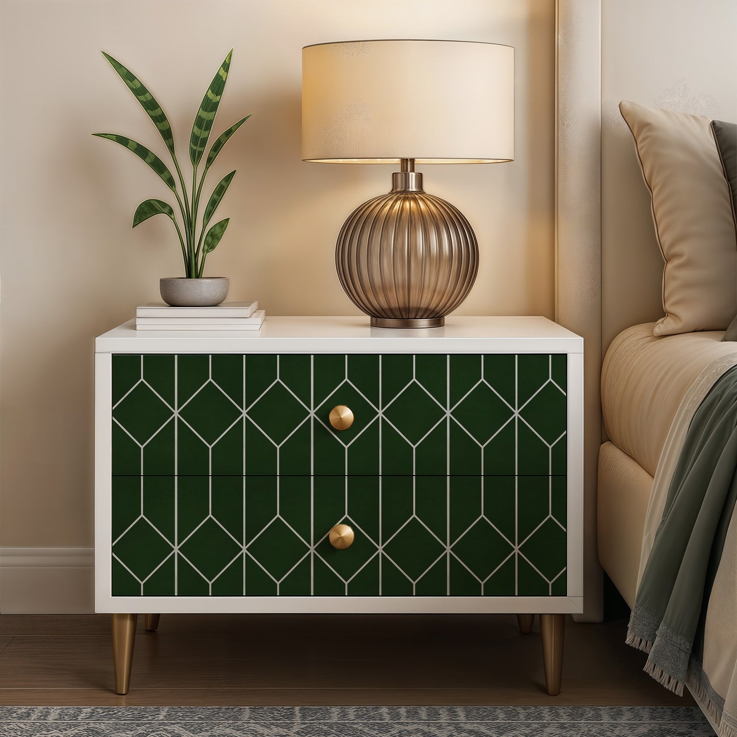 Veer Decor Diamond Trellis Green Peel and Stick Wallpaper Abstract Modern Green  Wallpaper - 8228-AP1