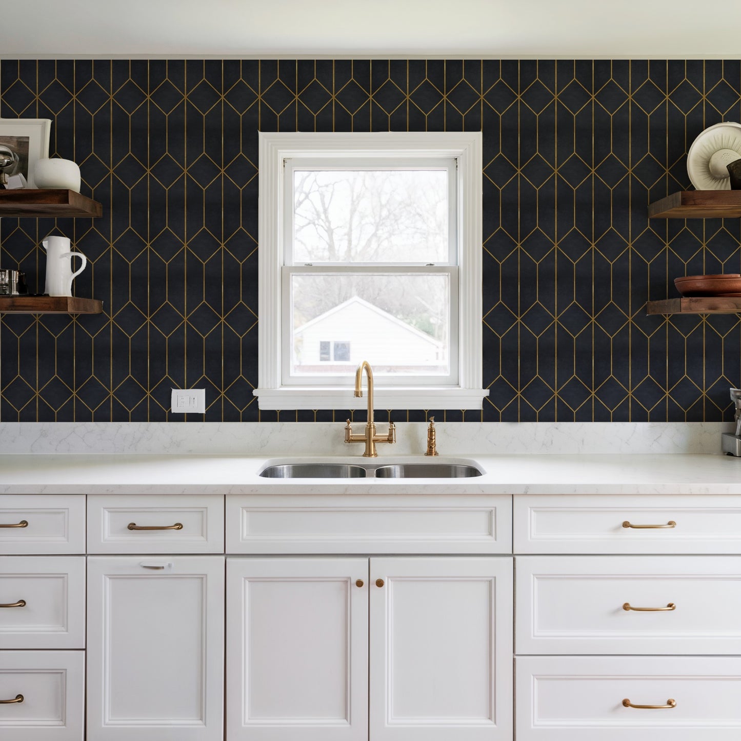 Veer Decor Diamond Trellis Navy Peel and Stick Wallpaper Abstract Modern Navy  Wallpaper - 8228-AP3