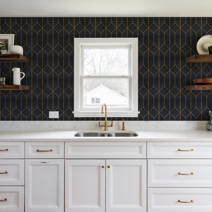 Veer Decor Diamond Trellis Navy Peel and Stick Wallpaper Abstract Modern Navy  Wallpaper - 8228-AP3