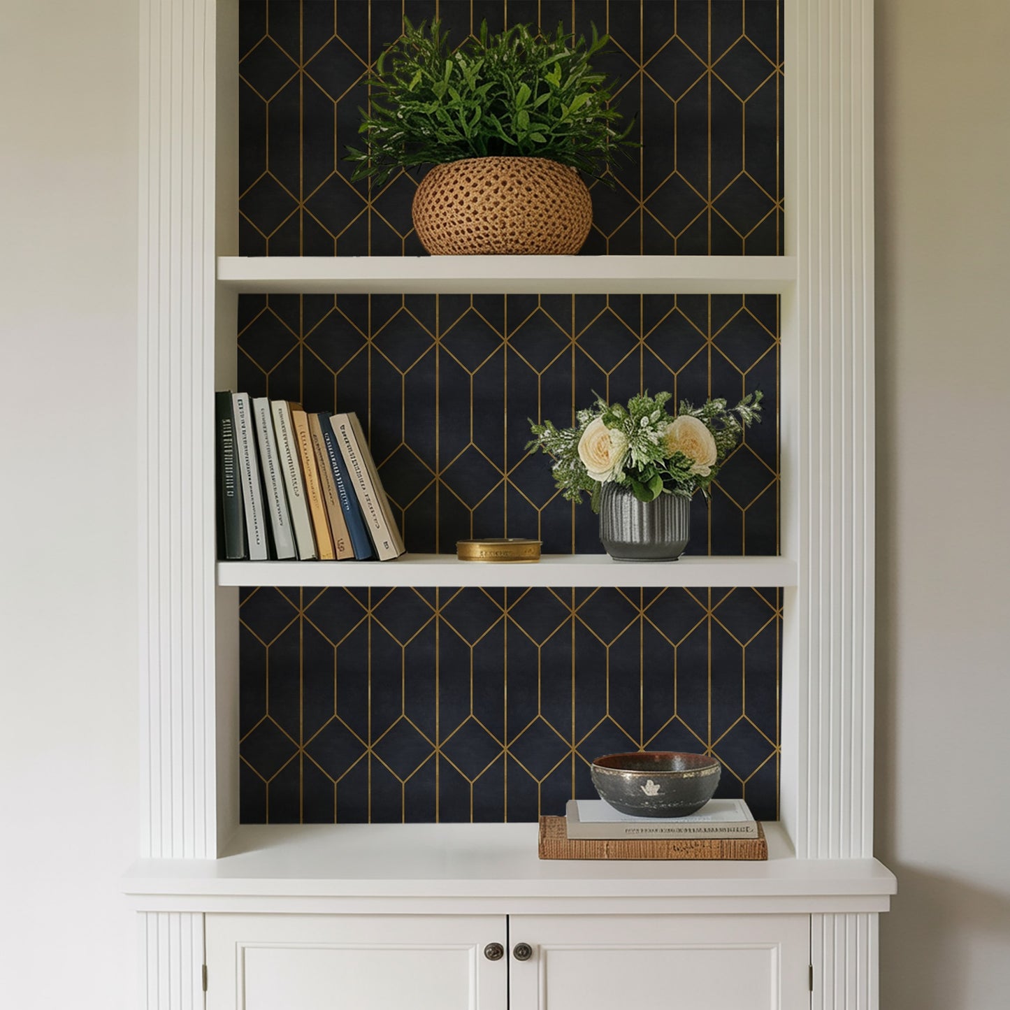 Veer Decor Diamond Trellis Navy Peel and Stick Wallpaper Abstract Modern Navy  Wallpaper - 8228-AP3