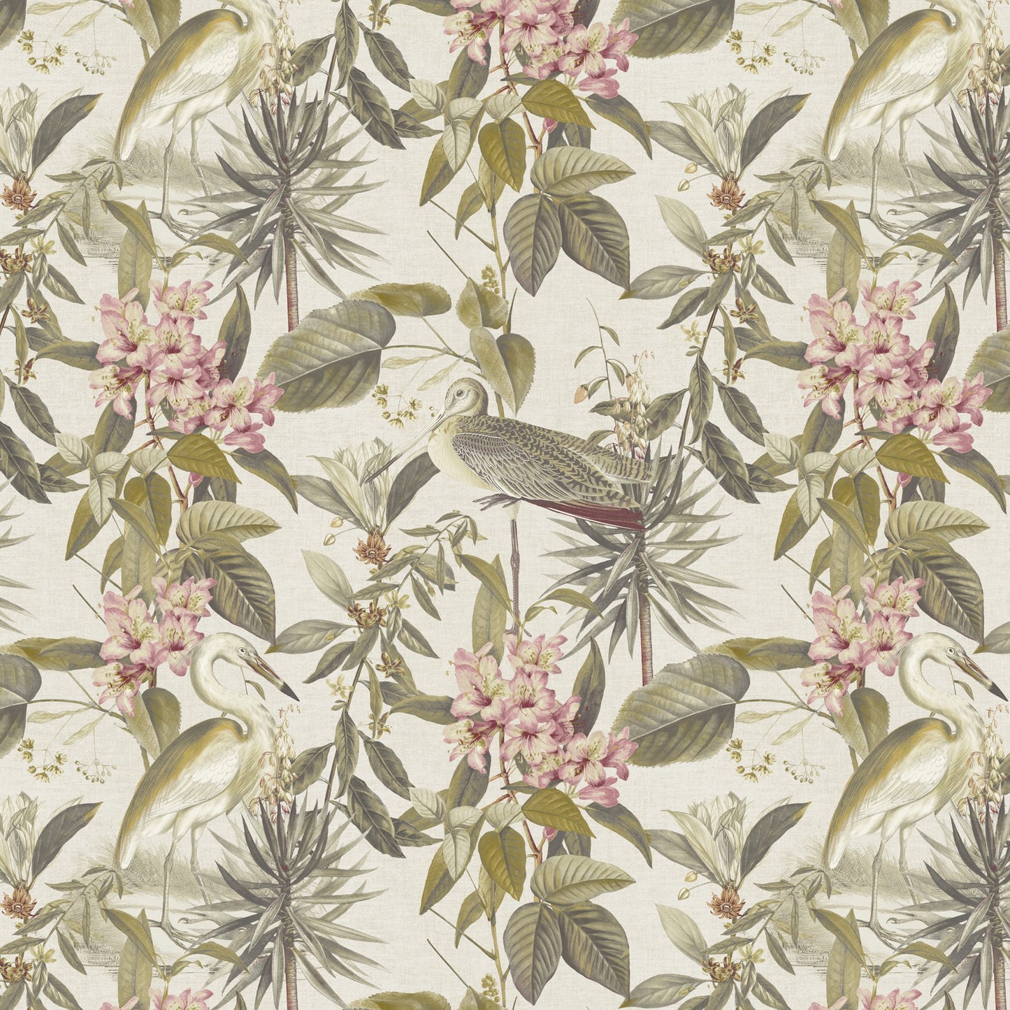 JF Fabrics -Wallpaper 8229 73 Wallpaper Yellow, Green, Pink, Beige  Non-Woven - 9465973 W9441