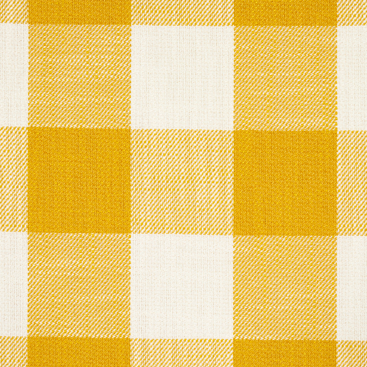 Yellow and white gingham checker fabric with a textured weave.
