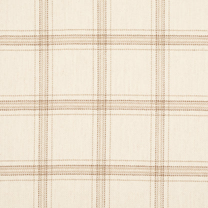 Beige plaid fabric with light brown checks; soft woven material suitable for shirts or upholstery.