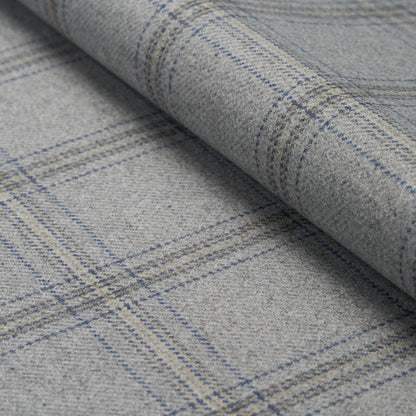 SCHUMACHER FABRIC  PATTERSON FLYNN BLACKBURN MERINO PLAID   GREY   - 82342