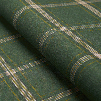 SCHUMACHER FABRIC  PATTERSON FLYNN BLACKBURN MERINO PLAID   GREEN   - 82343