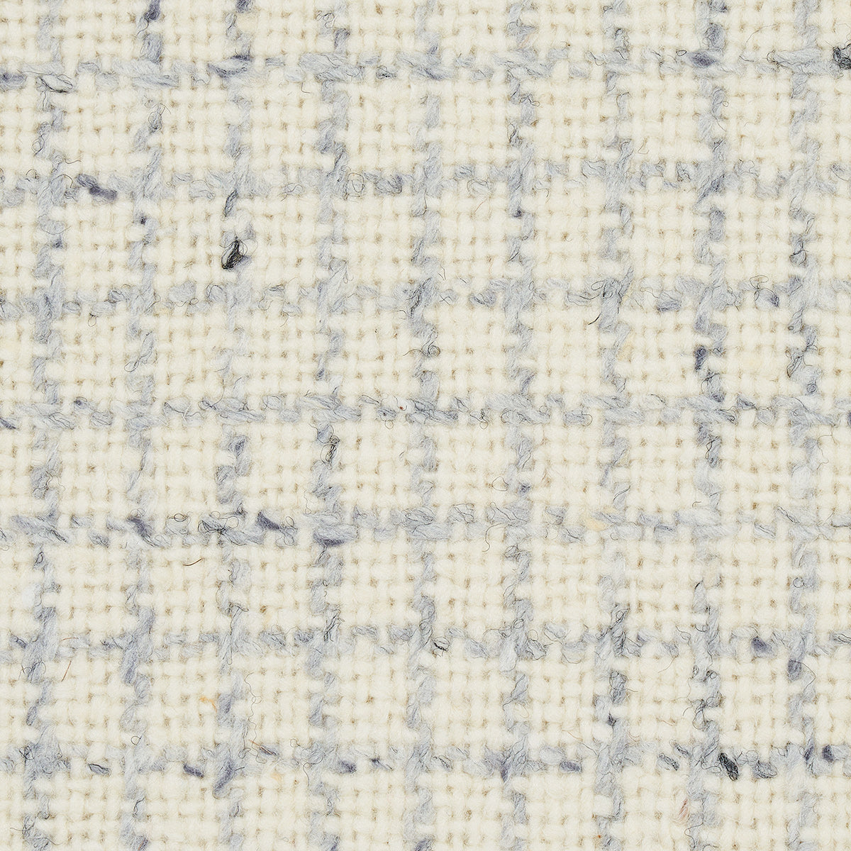 Cream & light gray checkered plaid fabric with a textured woven surface.
