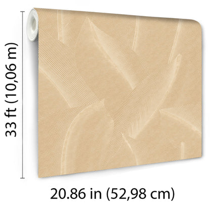 Veer Decor Allure Leaf Beige Wallpaper Nature Contemporary/Modern Beige  Wallpaper - 8249-AB1