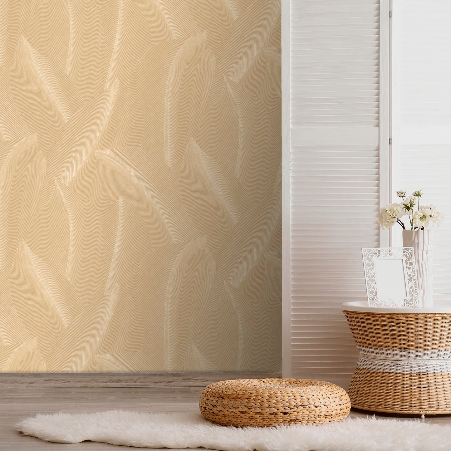 Veer Decor Allure Leaf Beige Wallpaper Nature Contemporary/Modern Beige  Wallpaper - 8249-AB1