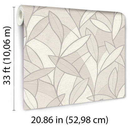Veer Decor Carved Leaf White Wallpaper Nature Contemporary/Modern White  Wallpaper - 8249-AC1