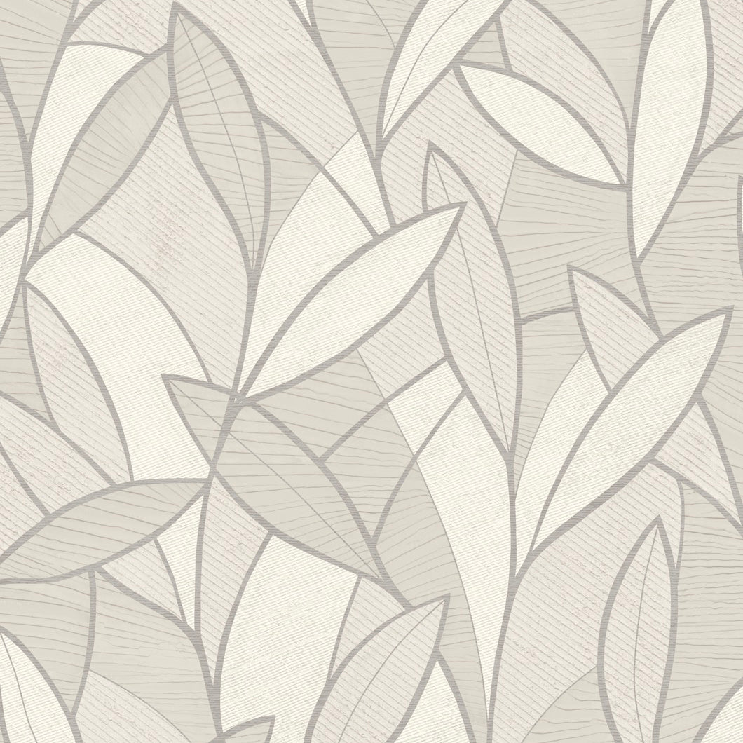Veer Decor Carved Leaf White Wallpaper Nature Contemporary/Modern White  Wallpaper - 8249-AC1