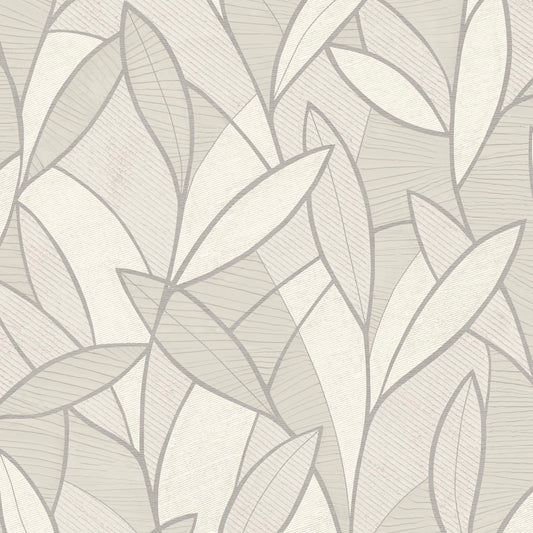 Veer Decor Carved Leaf White Wallpaper Nature Contemporary/Modern White  Wallpaper - 8249-AC1