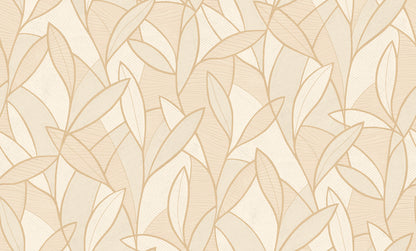 Veer Decor Carved Leaf Beige Wallpaper Nature Contemporary/Modern Beige  Wallpaper - 8249-AC2
