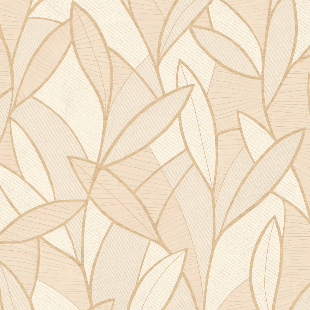 Veer Decor Carved Leaf Beige Wallpaper Nature Contemporary/Modern Beige  Wallpaper - 8249-AC2