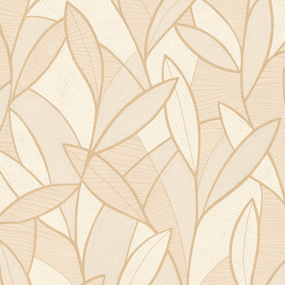 Veer Decor Carved Leaf Beige Wallpaper Nature Contemporary/Modern Beige  Wallpaper - 8249-AC2
