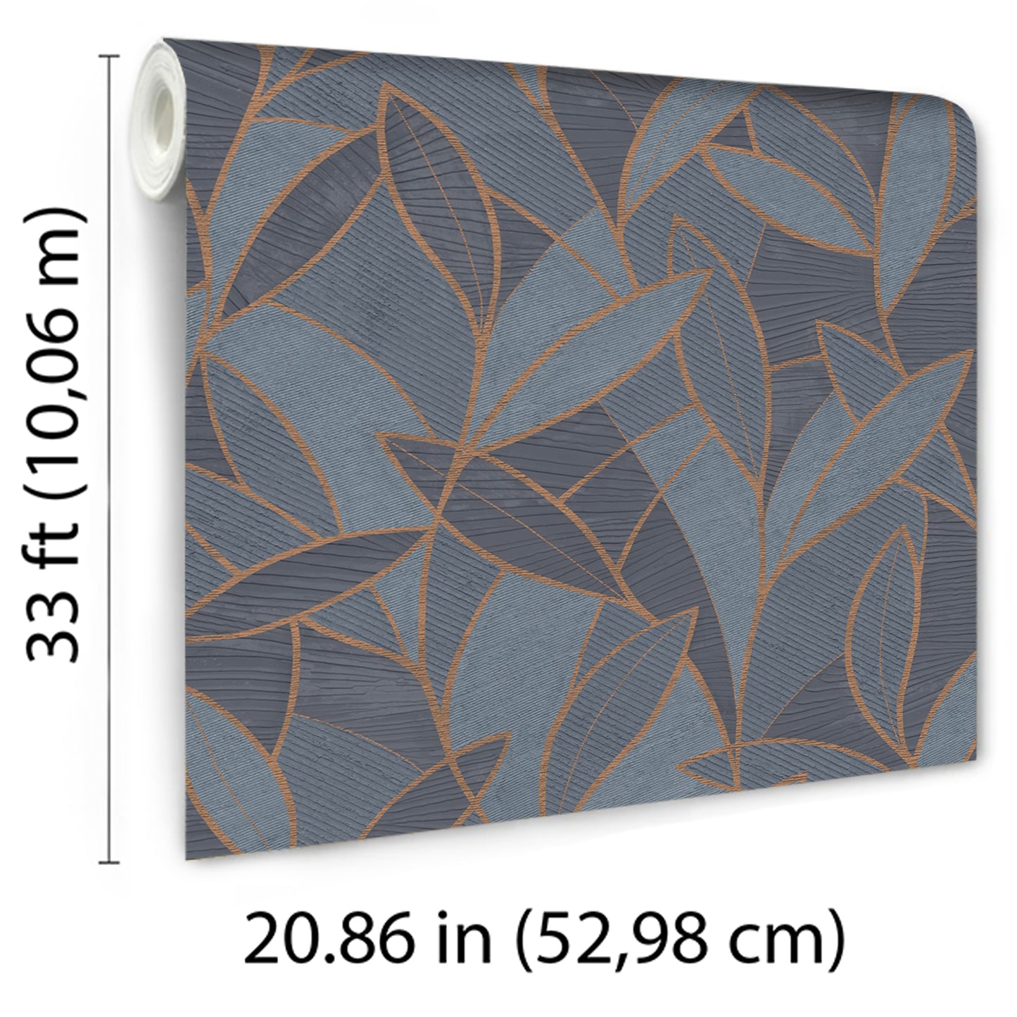 Veer Decor Carved Leaf Dark Blue Wallpaper Nature Contemporary/Modern Navy  Wallpaper - 8249-AC3