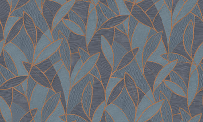 Veer Decor Carved Leaf Dark Blue Wallpaper Nature Contemporary/Modern Navy  Wallpaper - 8249-AC3