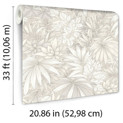 Veer Decor Allure Jungle White Wallpaper Tropical Transitional White  Wallpaper - 8249-AD1