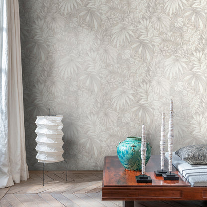 Veer Decor Allure Jungle White Wallpaper Tropical Transitional White  Wallpaper - 8249-AD1