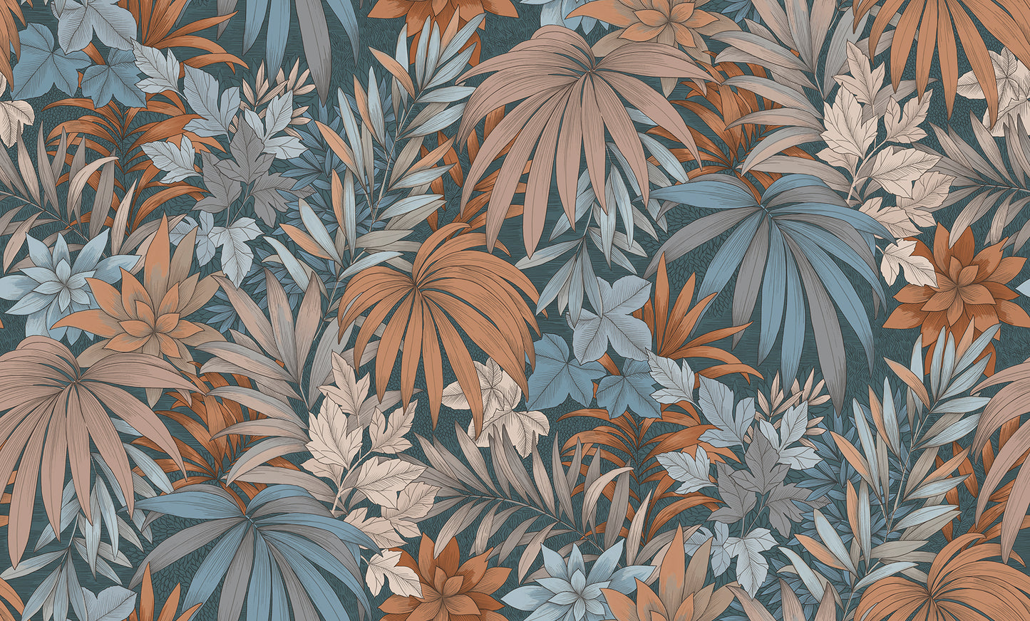 Veer Decor Allure Jungle Dark Blue Wallpaper Tropical Transitional Navy  Wallpaper - 8249-AD2