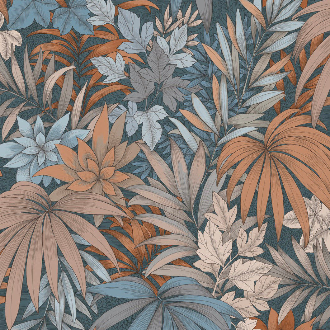 Veer Decor Allure Jungle Dark Blue Wallpaper Tropical Transitional Navy  Wallpaper - 8249-AD2