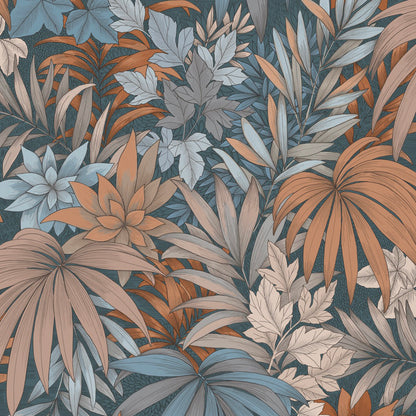 Veer Decor Allure Jungle Dark Blue Wallpaper Tropical Transitional Navy  Wallpaper - 8249-AD2