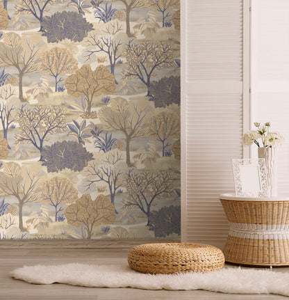 Veer Decor Allure Forest Beige Wallpaper Nature Transitional Beige  Wallpaper - 8249-AE1
